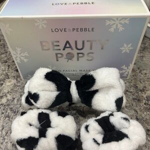 Love & Pebble Beauty Pops Cold Face Mask Kit w/cowprint facewash head/wristbands